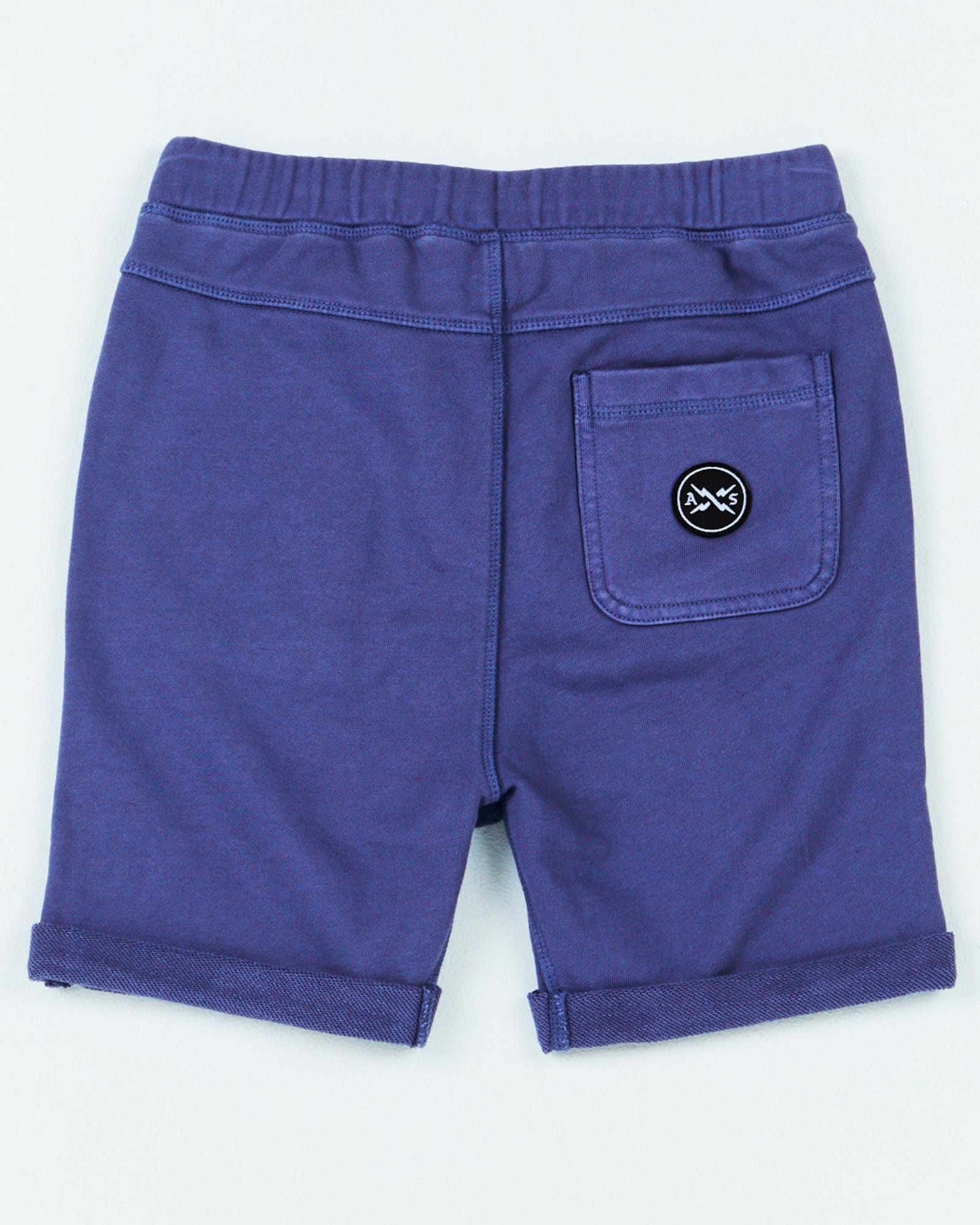 Alphabet Soup's Kids Comfy Shorts for boys aged 2-7. Featuring pigment dye print, heavy weight cotton, adjustable drawcord waist, rolled hem, faux fly, twin hand pockets, embroidered front pocket, back pocket logo patch.