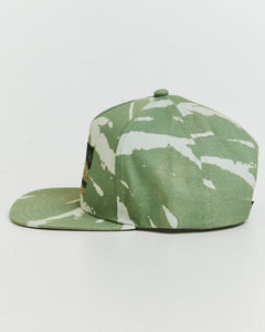 Camo Cap by Alphabet Soup! 5-panel trucker design of cotton canvas drill, unique tie dye print, adjustable snap back fastening for comfy fit.