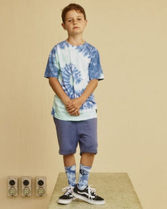Alphabet Soup's Teen Comfy Shorts for boys aged 8-16. Featuring pigment dye print, heavy weight cotton, adjustable drawcord waist, rolled hem, faux fly, twin hand pockets, embroidered front pocket, back pocket logo patch.