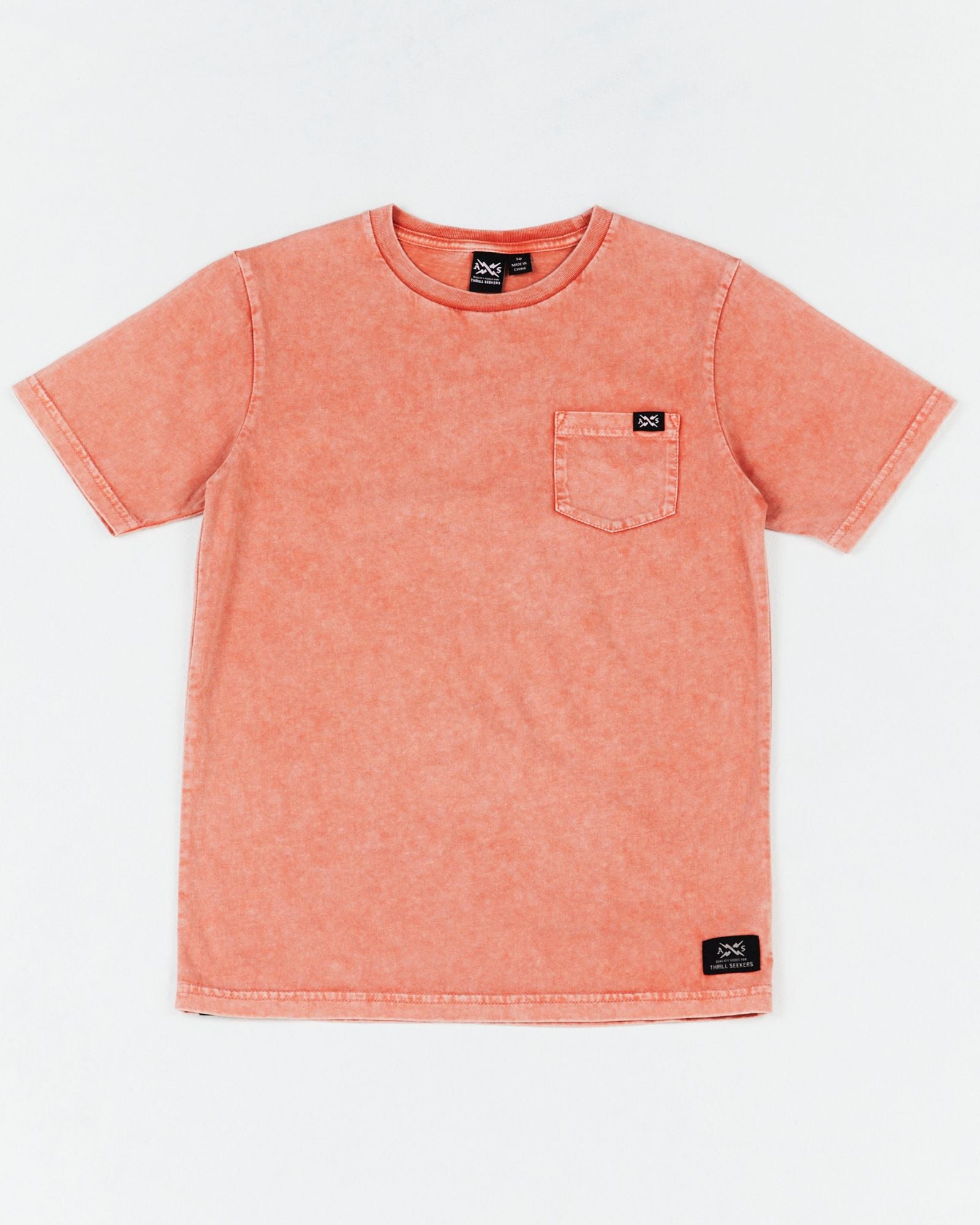 Alphabet Soup's Kids Go To Pocket Tee for boys aged 2 to 7. Crafted in 100% cotton jersey and featuring acid wash, pocket & trim logo, Cinnamon hue, regular fit, ribbed neckline, short sleeves and straight hem.